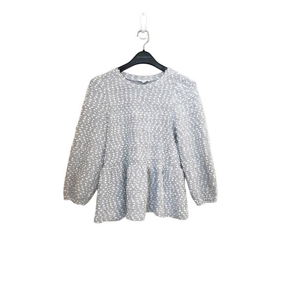 Blu Pepper Women's Gray and White Knit Peplum Sweater Size Small - Picture 1 of 8